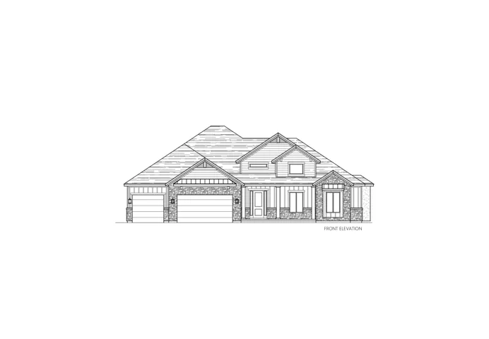 Architectural Drawing, Front Elevation. Illustrating the property's facade with design elements and structural features