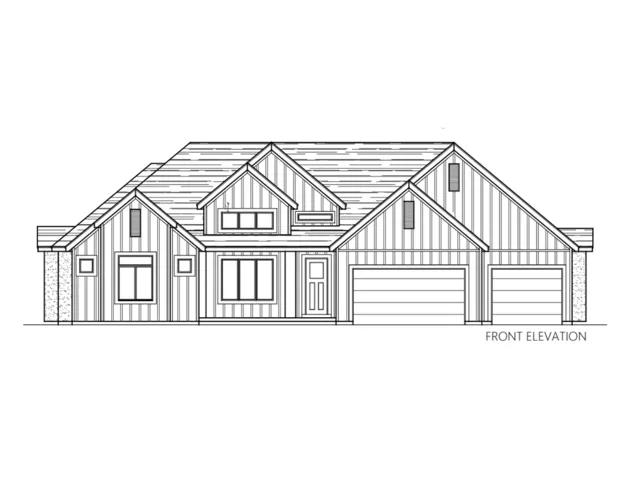 Architectural Drawing, Front Elevation. Illustrating the property's facade from a direct perspective
