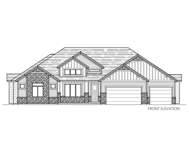 Architectural Drawing, Front Elevation. Illustrating the property's exterior design from the primary facade