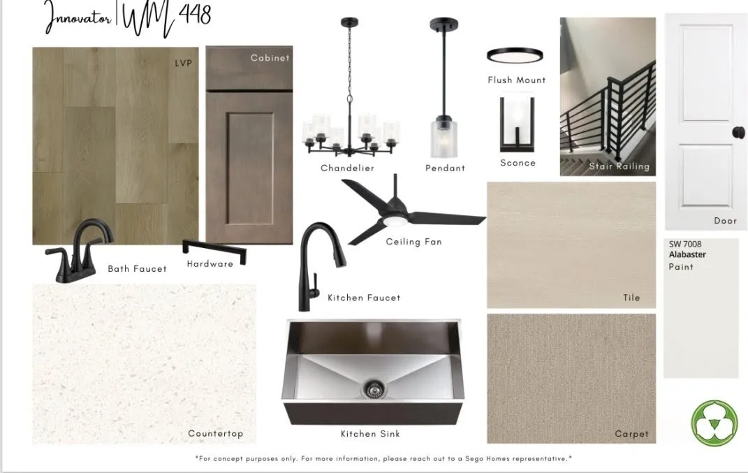 Design Board. Displaying a collection of material and fixture selections for the property