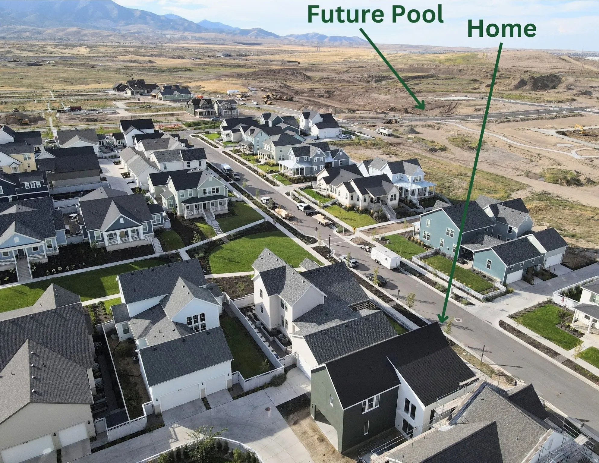 Aerial perspective of location to upcoming amenities
