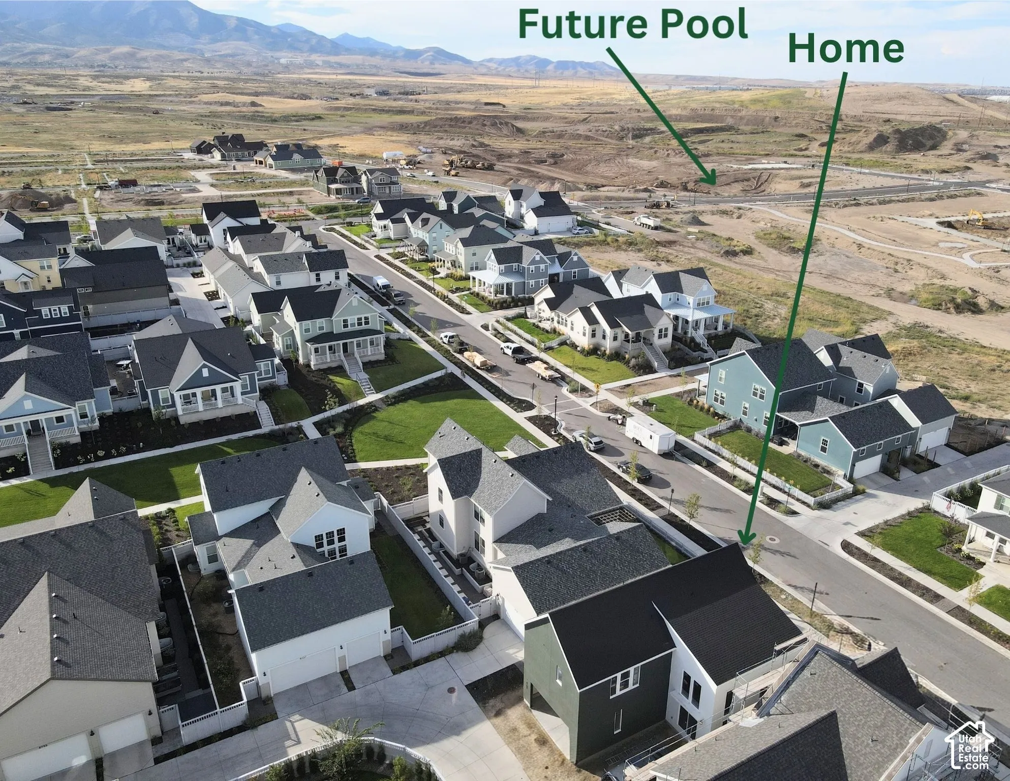 Aerial perspective of location to upcoming amenities