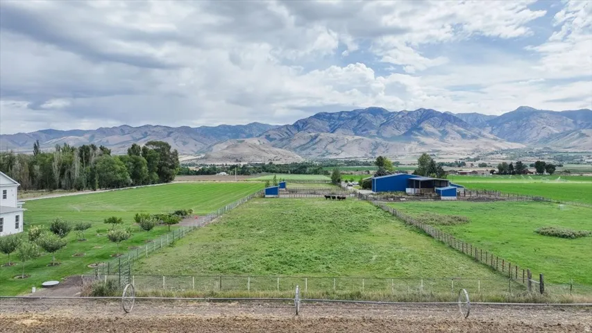 Expansive green fields with fenced enclosures