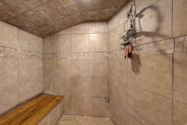 Walk-in steam shower in primary bathroom.