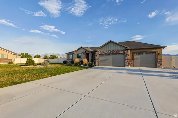 Large, concrete driveway