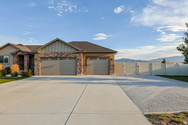 3 car garage with plenty of room for a workbench