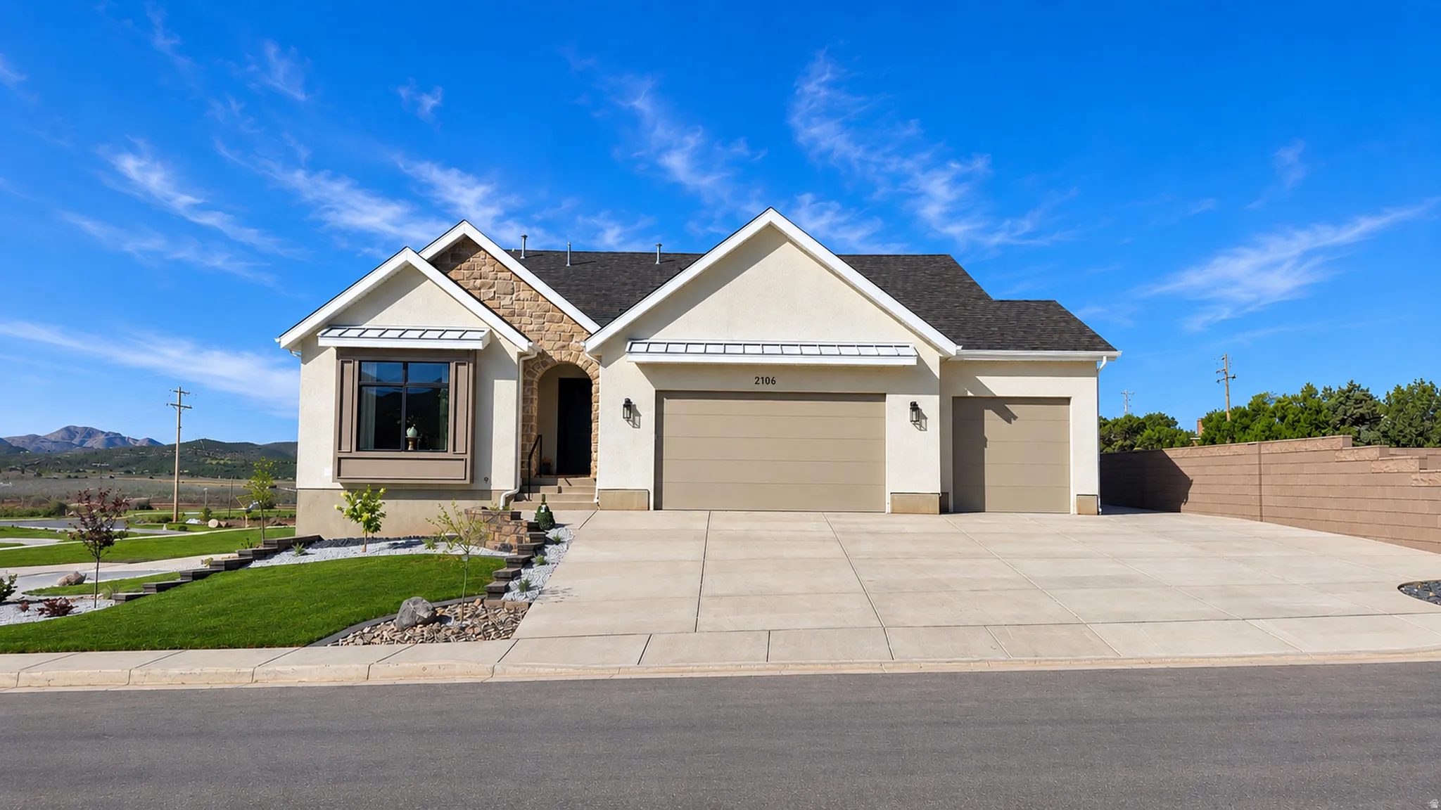 *Photos are of a previously completed home with the same or similar floor plan and are provided for reference only. This home has not yet been built. Actual finishes, colors, features, and specifications may vary.*Stucco exterior with stone accents, dua