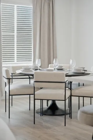 Wood-finish flooring with a neutral tone