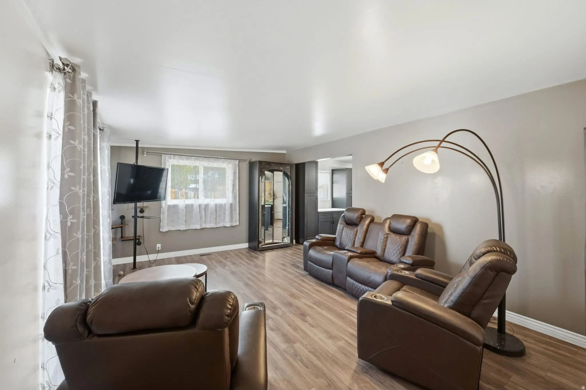 Wood-finish flooring throughout