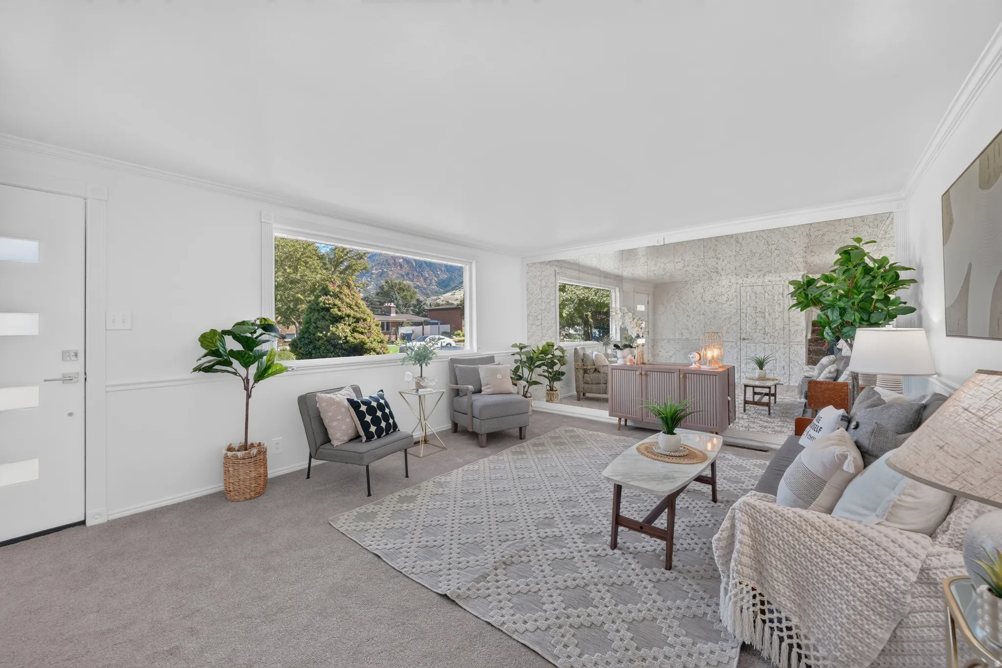 Expansive picture window with mountain views