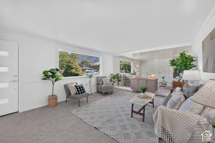 Expansive picture window with mountain views