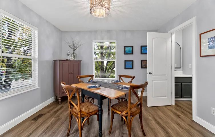 Wood-finish flooring throughout
