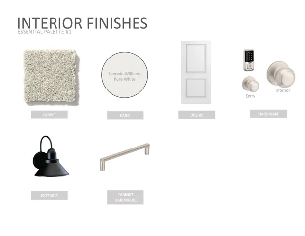 Interior Finishes, Essential Palette #1. Detailing selections for finishes within the property