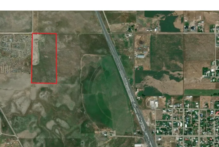 Aerial Map. Outlining the property within a red boundary