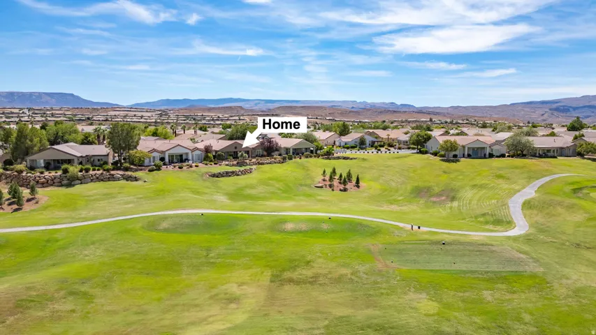 Aerial of home on golf course