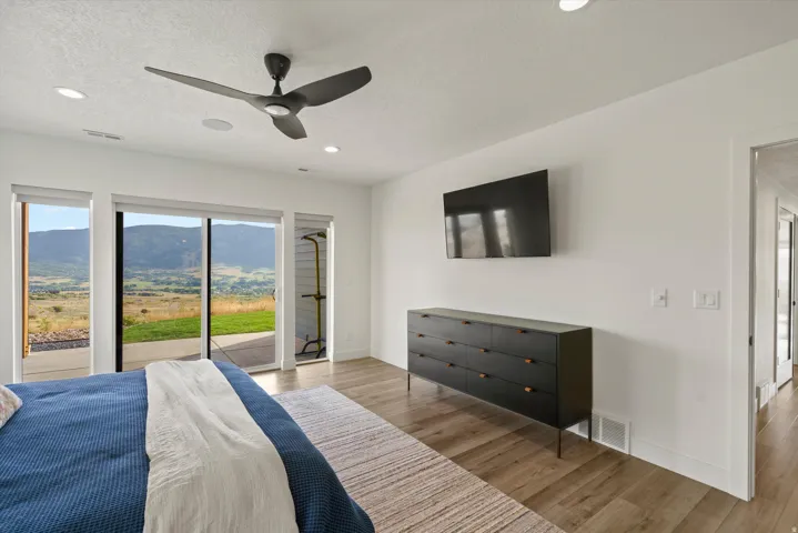Wood-finish flooring with recessed lighting