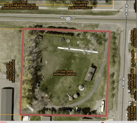 Aerial Map. Displaying property boundaries and identifying adjacent parcels with corresponding owner details