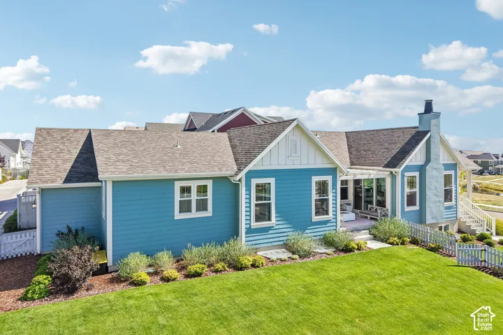 Fiber cement siding exterior with gabled roofline