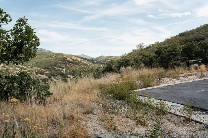 Hillside property featuring natural terrain and distant mountains