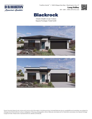 Marketing Brochure, Residential Property. Displaying exterior architectural renderings of the property and its specifications