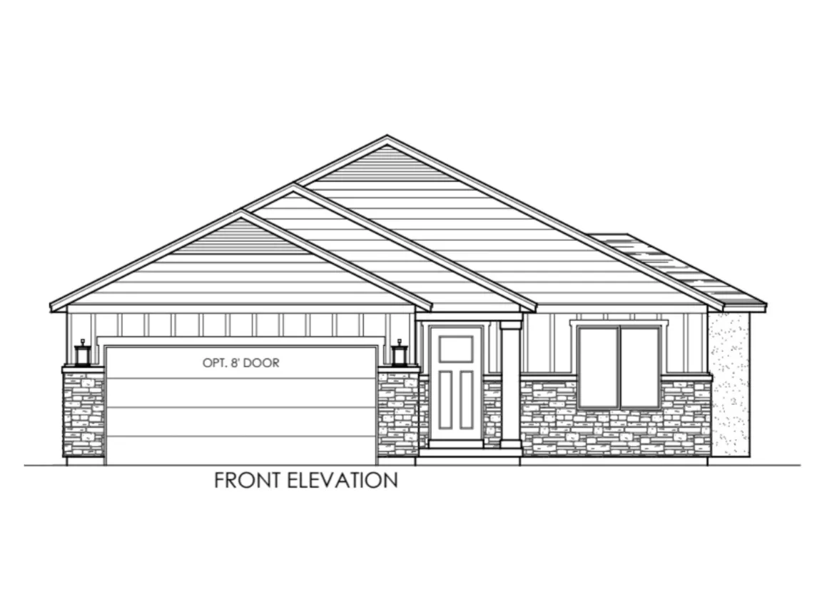 Architectural Drawing. Displaying the front elevation of the property