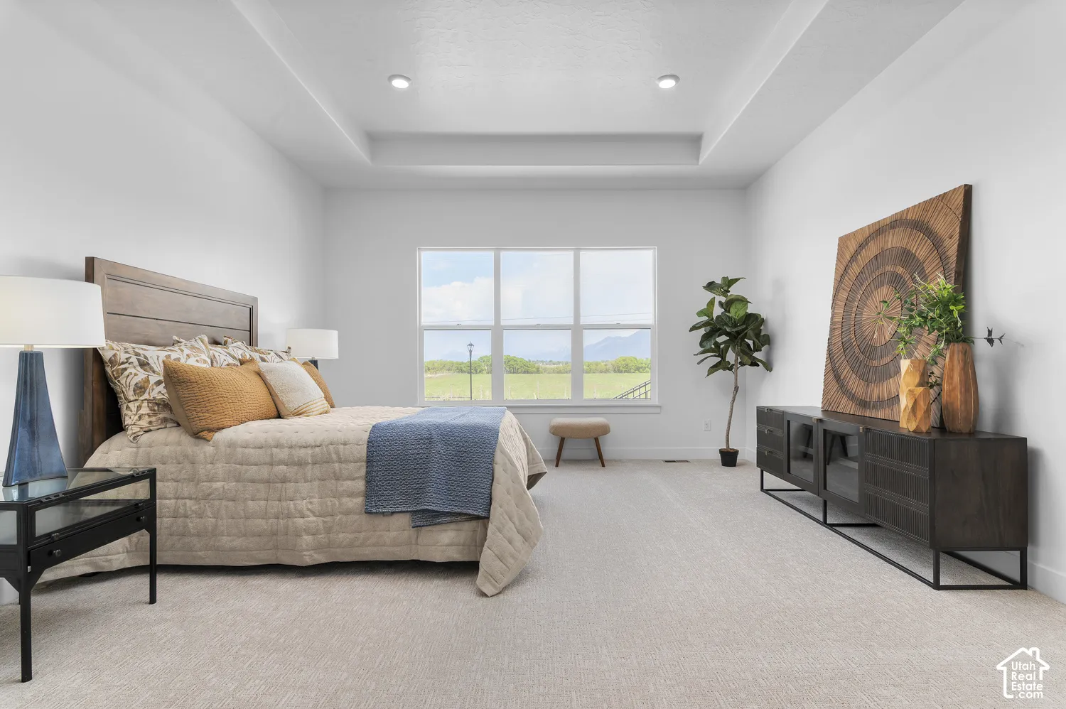Tray ceiling with recessed lighting
