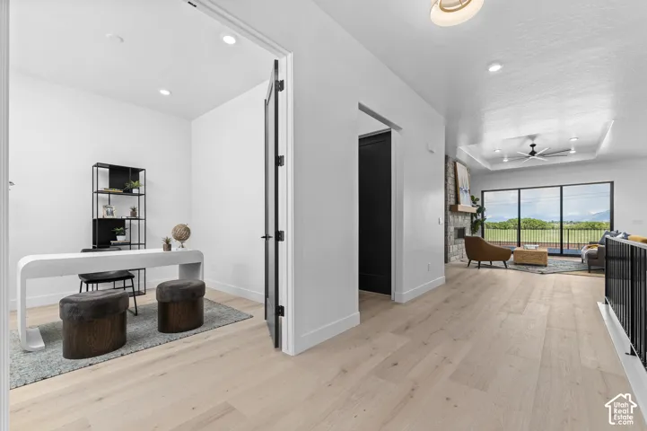 Light wood-finish flooring throughout