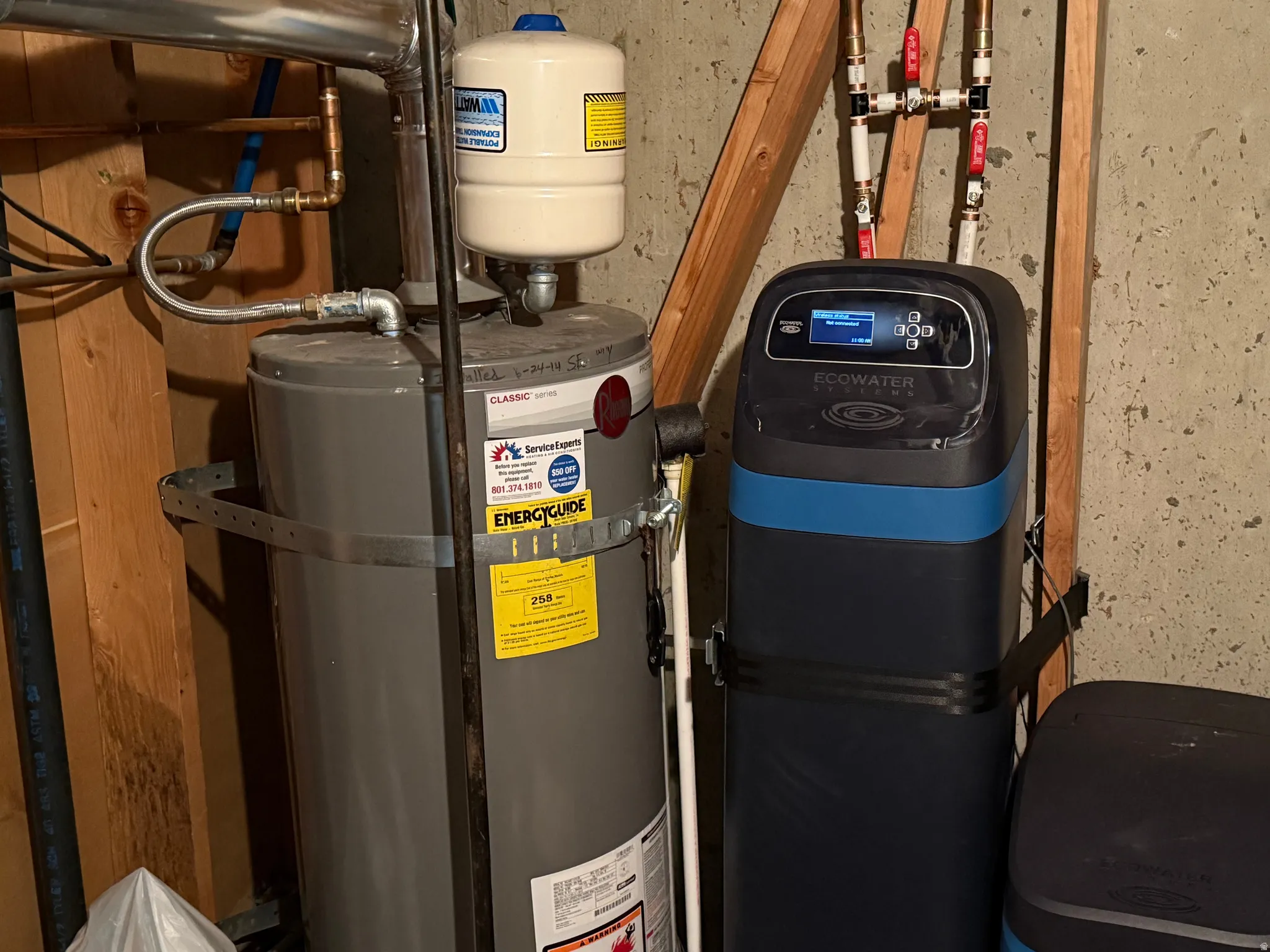 Water heater and water softener system