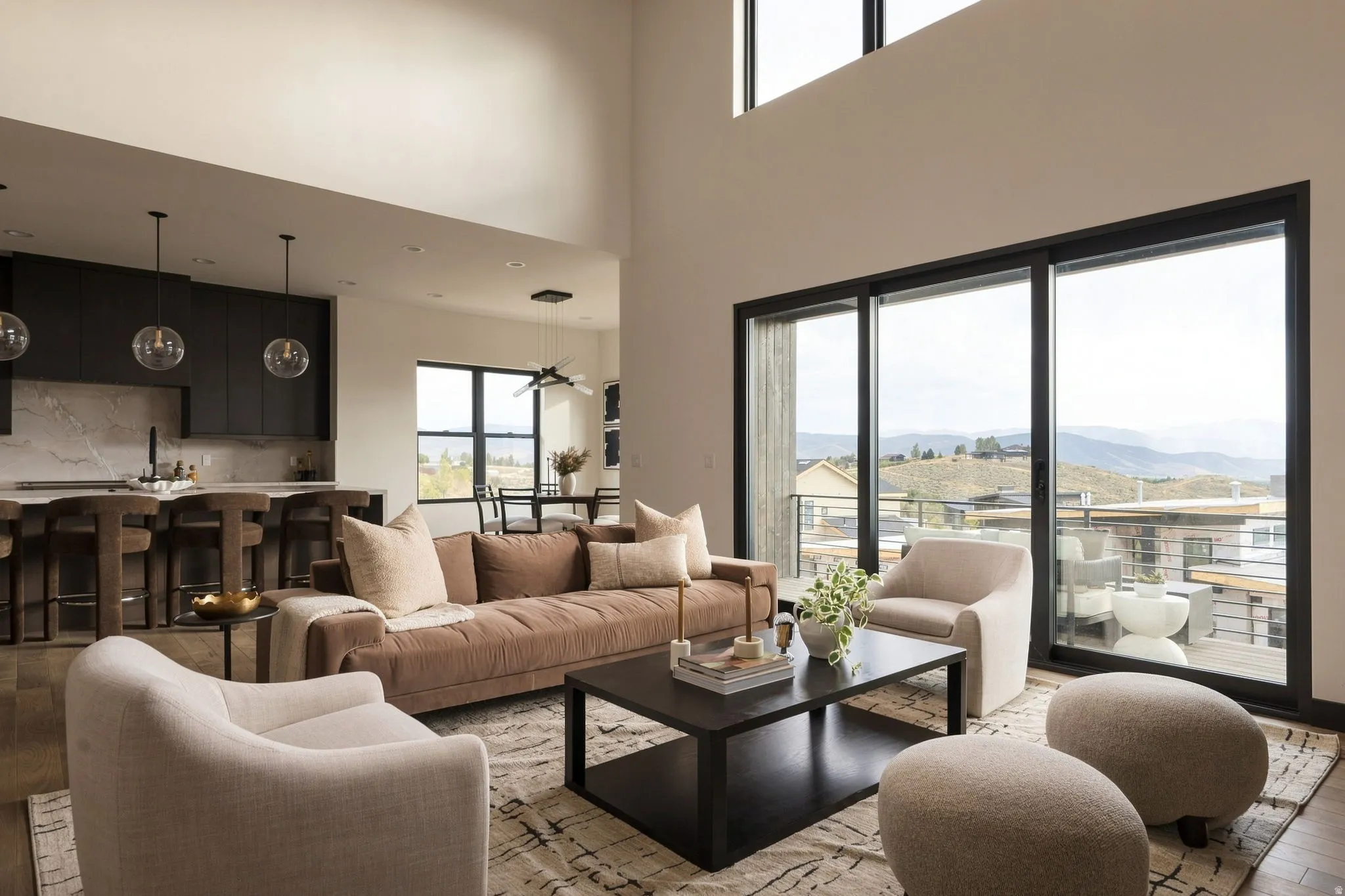 Double-height ceiling with clerestory windows