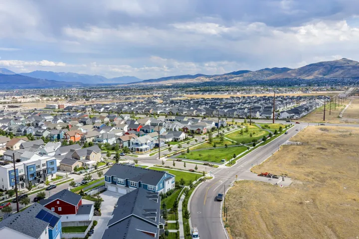 Expansive residential development featuring varied architectural styles and mature landscaping