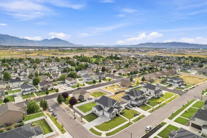 Residential community with paved streets and established landscaping