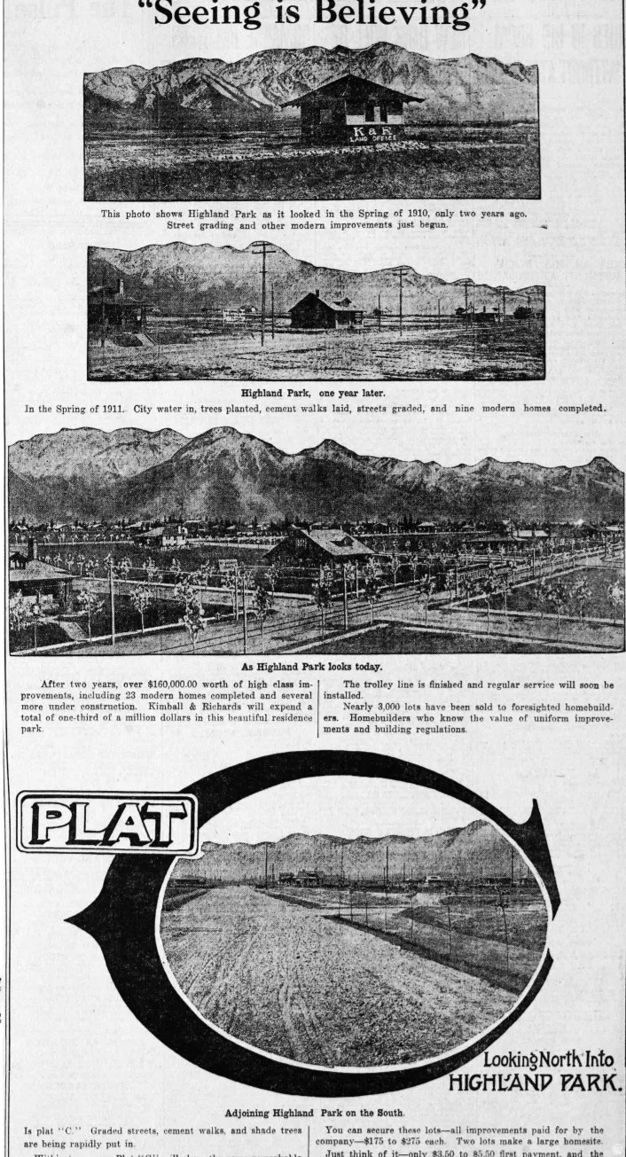 Real Estate Advertisement. Illustrating the development of the property over time and future plans, including infrastructure and lot sales