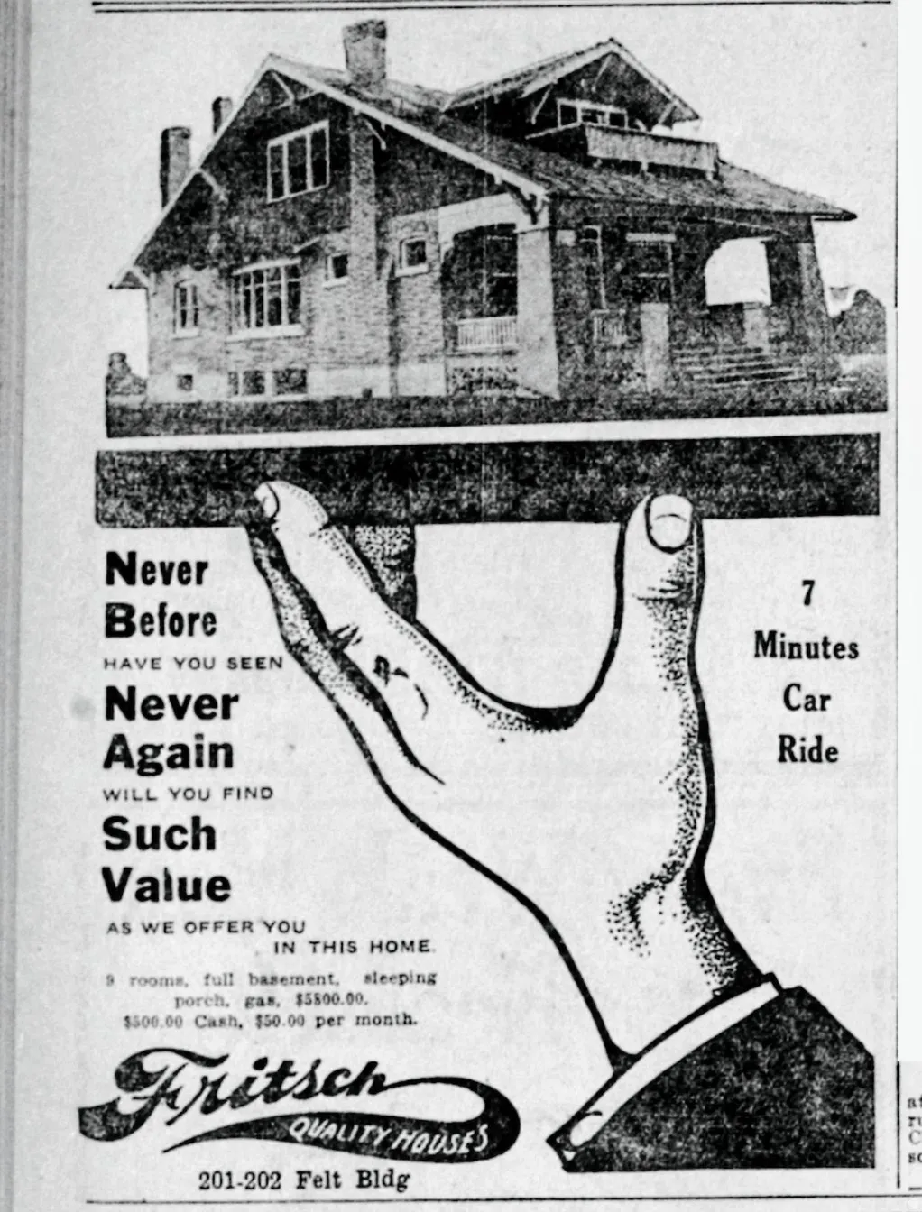 Real Estate Advertisement. Displaying a property with a description of features, payment terms, and proximity data