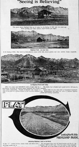 Real Estate Advertisement. Illustrating the development of the property over time and future plans, including infrastructure and lot sales