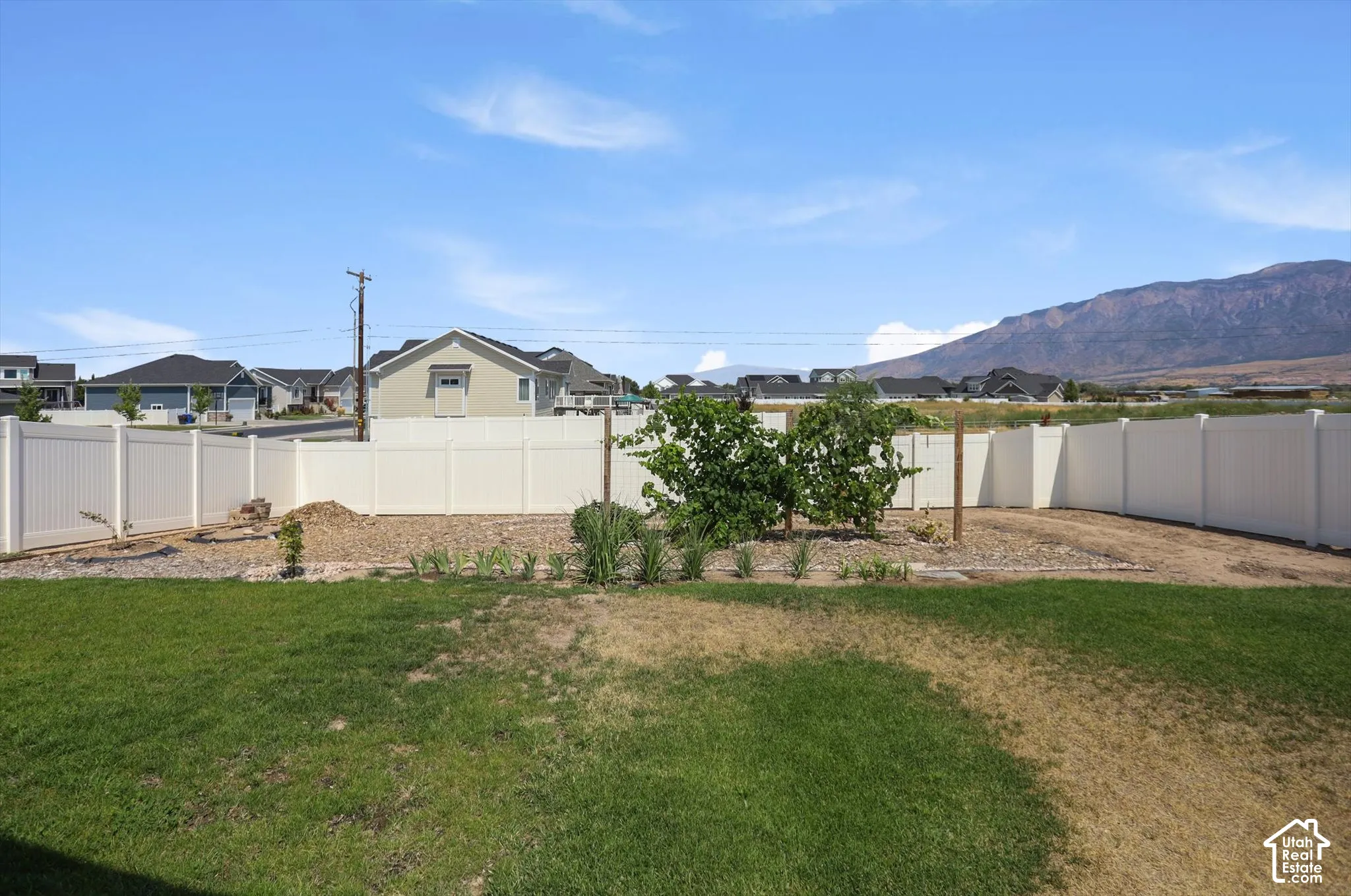 Expansive backyard with a full perimeter fence