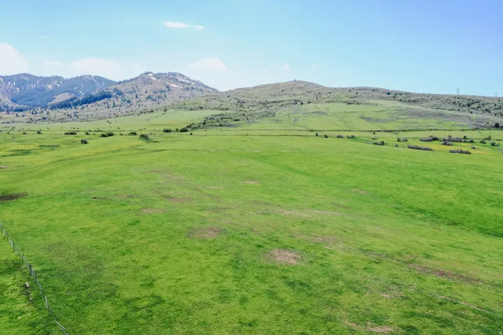 Expansive green landscape with rolling hills and distant mountains