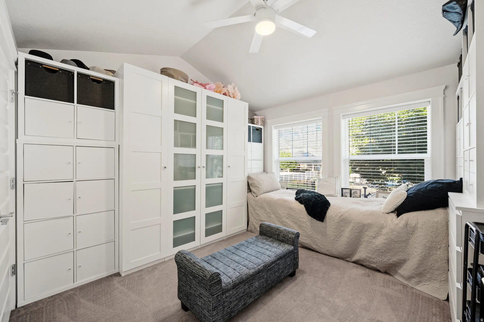 Angled ceiling with a ceiling fan