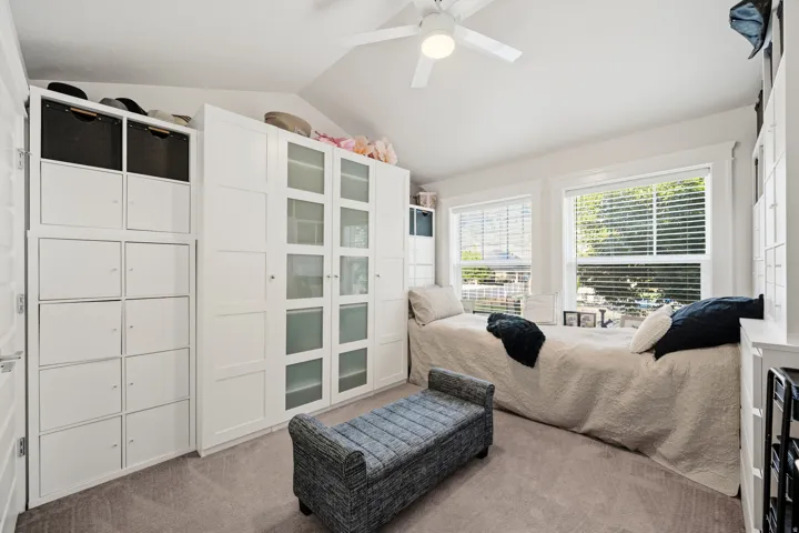 Angled ceiling with a ceiling fan