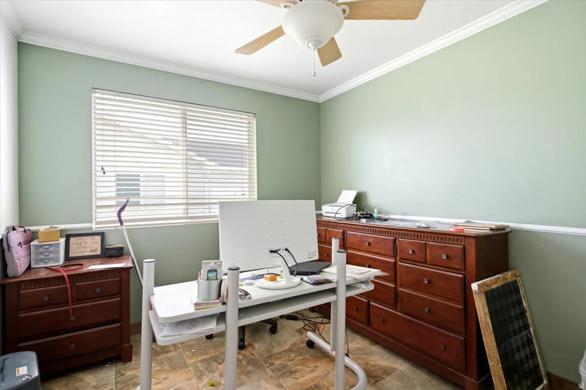 Crown molding and chair rail accents