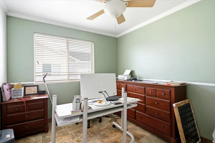 Crown molding and chair rail accents