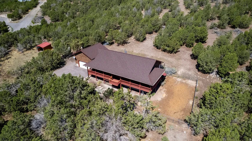 Wood-sided residence with an expansive covered deck