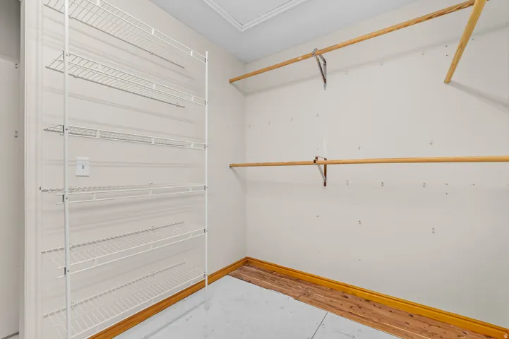 Built-in wire shelving and hanging rods