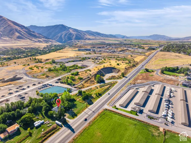 Aerial view of proximal industrial space