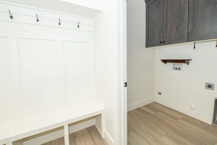 Built-in hall tree with storage bench and coat hooks