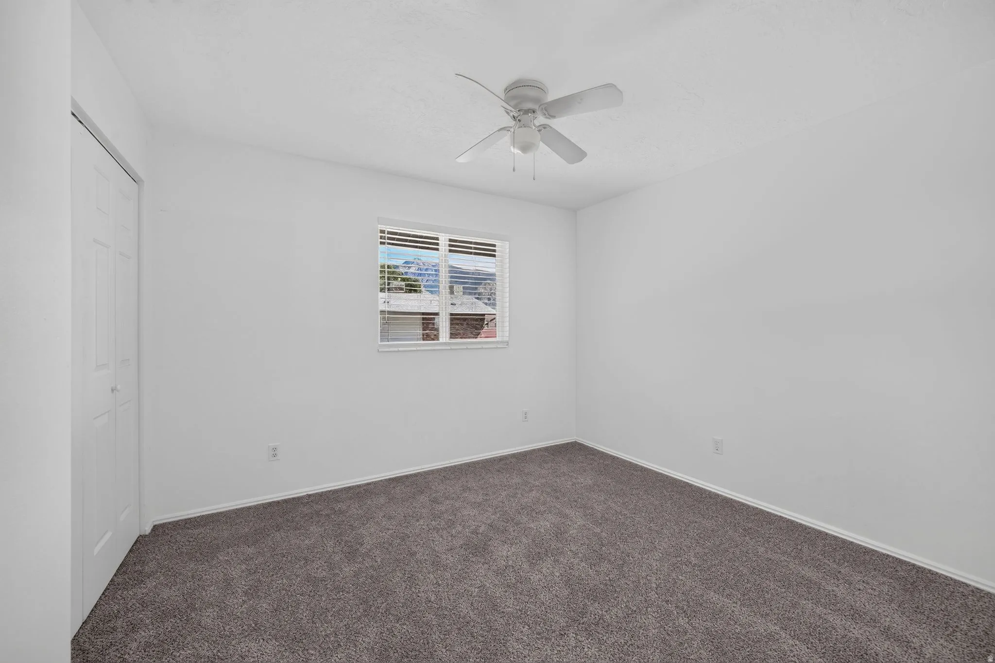 Neutral color palette with textured carpet flooring