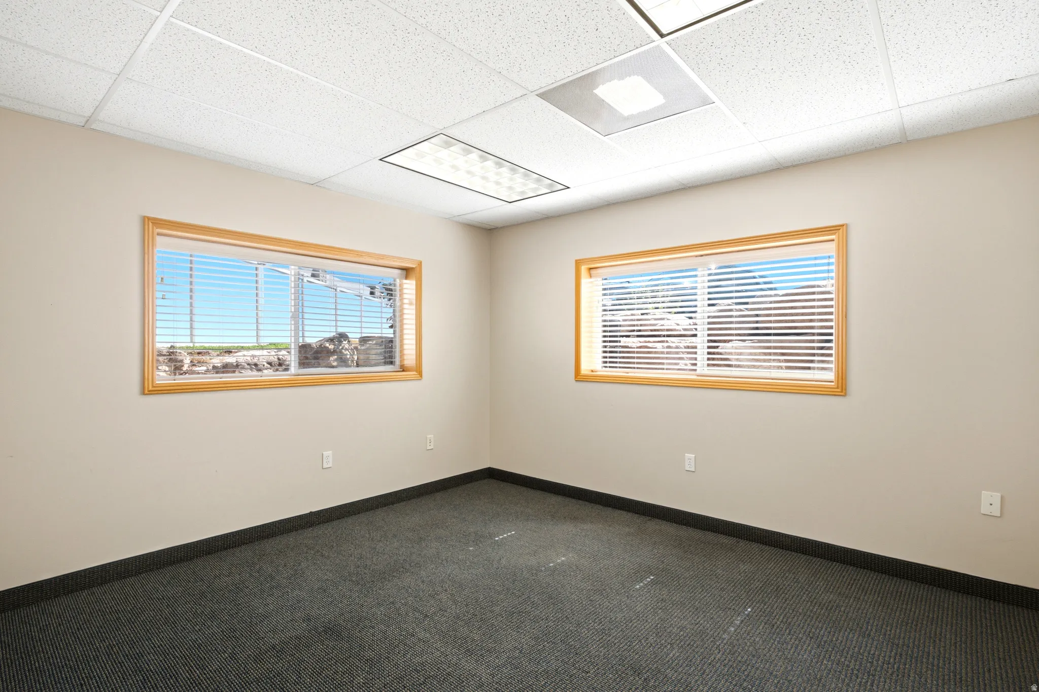 Wall-to-wall carpeting with a patterned finish
