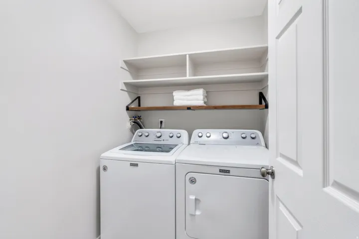 Laundry has room for full washer/dryer and storage