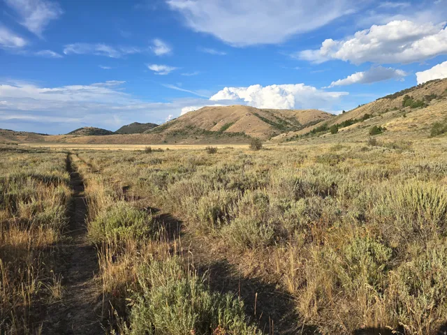 Expansive undeveloped land featuring natural terrain and distant hills under a vast sky