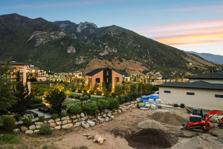 Mountainous landscape surrounding a residential community