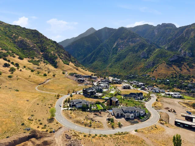 Residential community nestled within a mountainous terrain